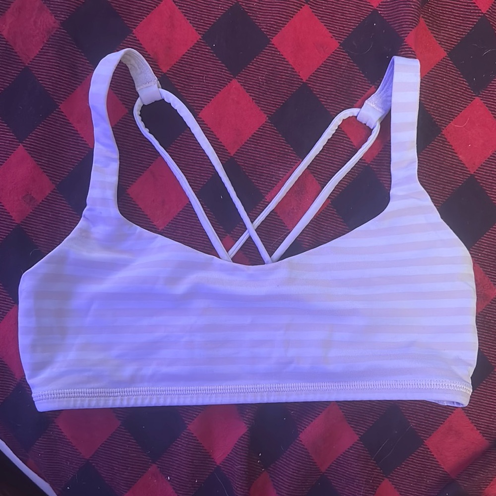 Lululemon Athletica Light Blue Striped Sports Bra